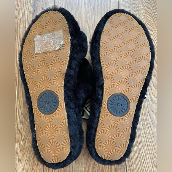 UGG Fluff Oh Yeah Black Slides Slippers Sandals Women's 10 Excellent Condition - Picture 8 of 10